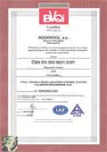 Certifikát ČSN EN ISO 9001:2001 udělený pro organizaci ROCKWOOL a.s.